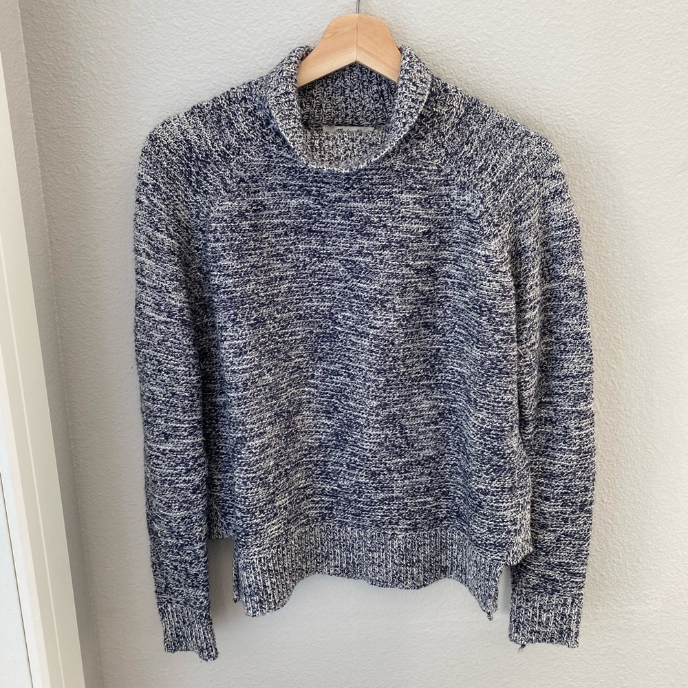 Madewell blue marled raglan turtleneck sweater